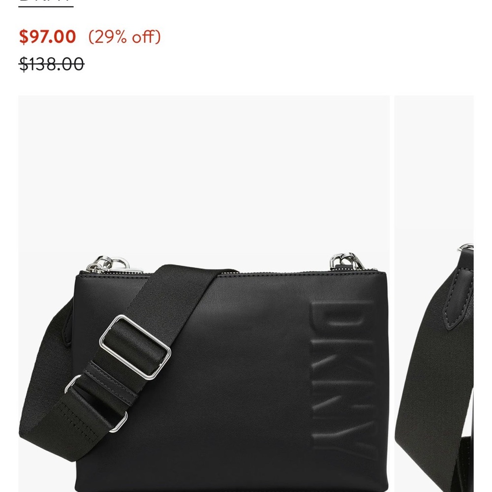 DKNY Black Embossed Logo Crossbody Belt Bag